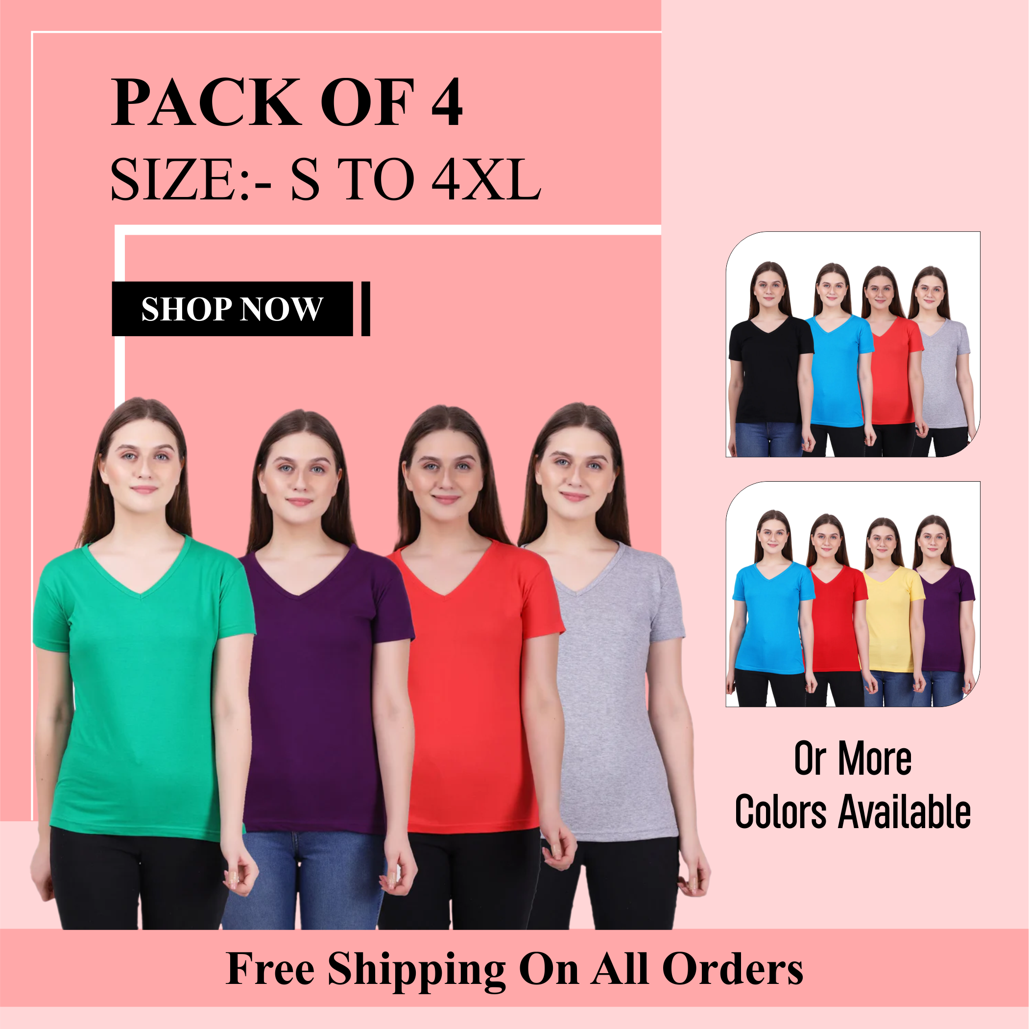 Women VNeck TShirts Combo Offer India Fleximaa