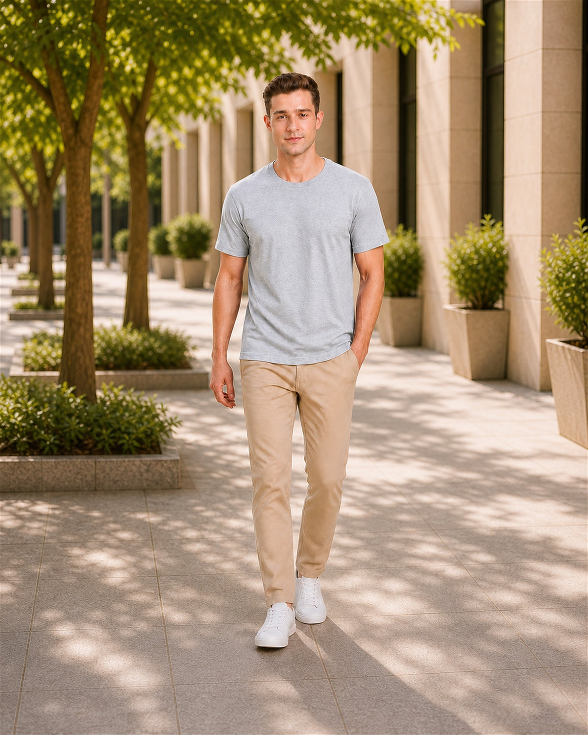 Fleximaa Men's Plain Round Neck Half Sleeve T-Shirt in Grey Melange - full-length summer styling