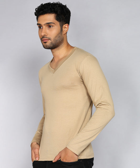 Men's Cotton Plain V Neck Full Sleeve T-Shirt ( Pack of 2)