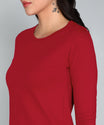 Women's Cotton Plain Round Neck 3/4 Sleeve Long Top