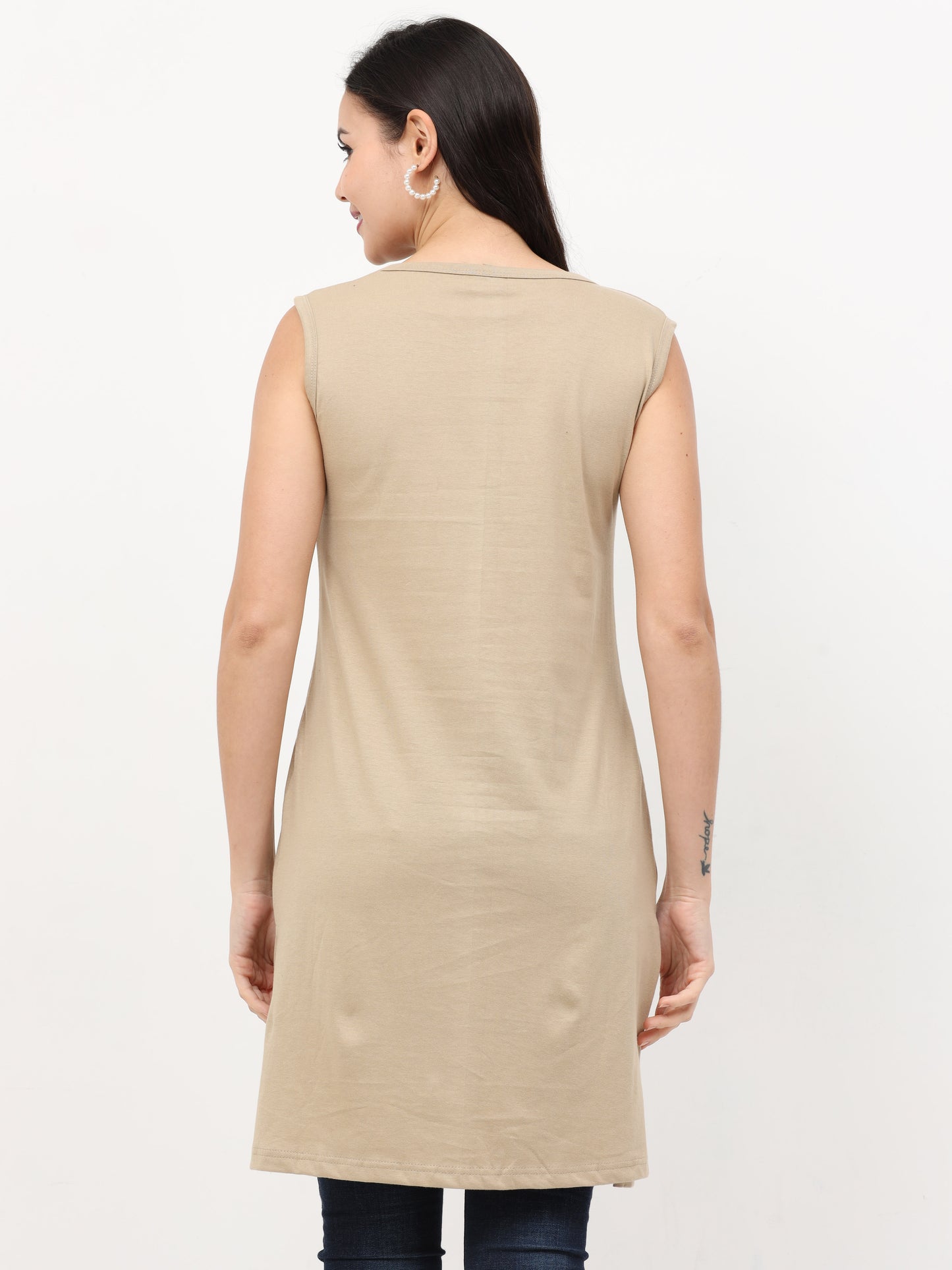 Women's Cotton Plain Sleeveless Long Top Multi Color - (Pack of 2)