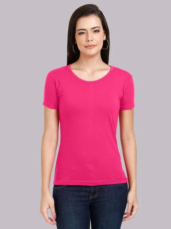 Women's Cotton Plain Round Neck Half Sleeve T-Shirt - (Pack of 2)