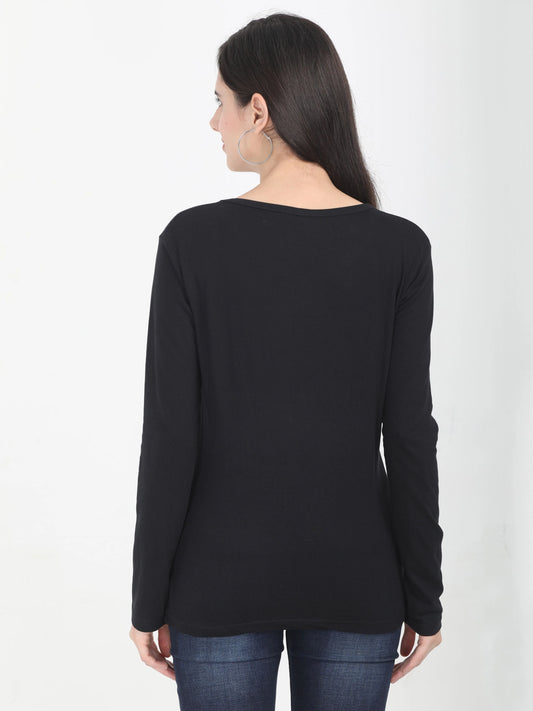 Fleximaa Women's Cotton Plain Round Neck Full Sleeve T-Shirt - fleximaa-so