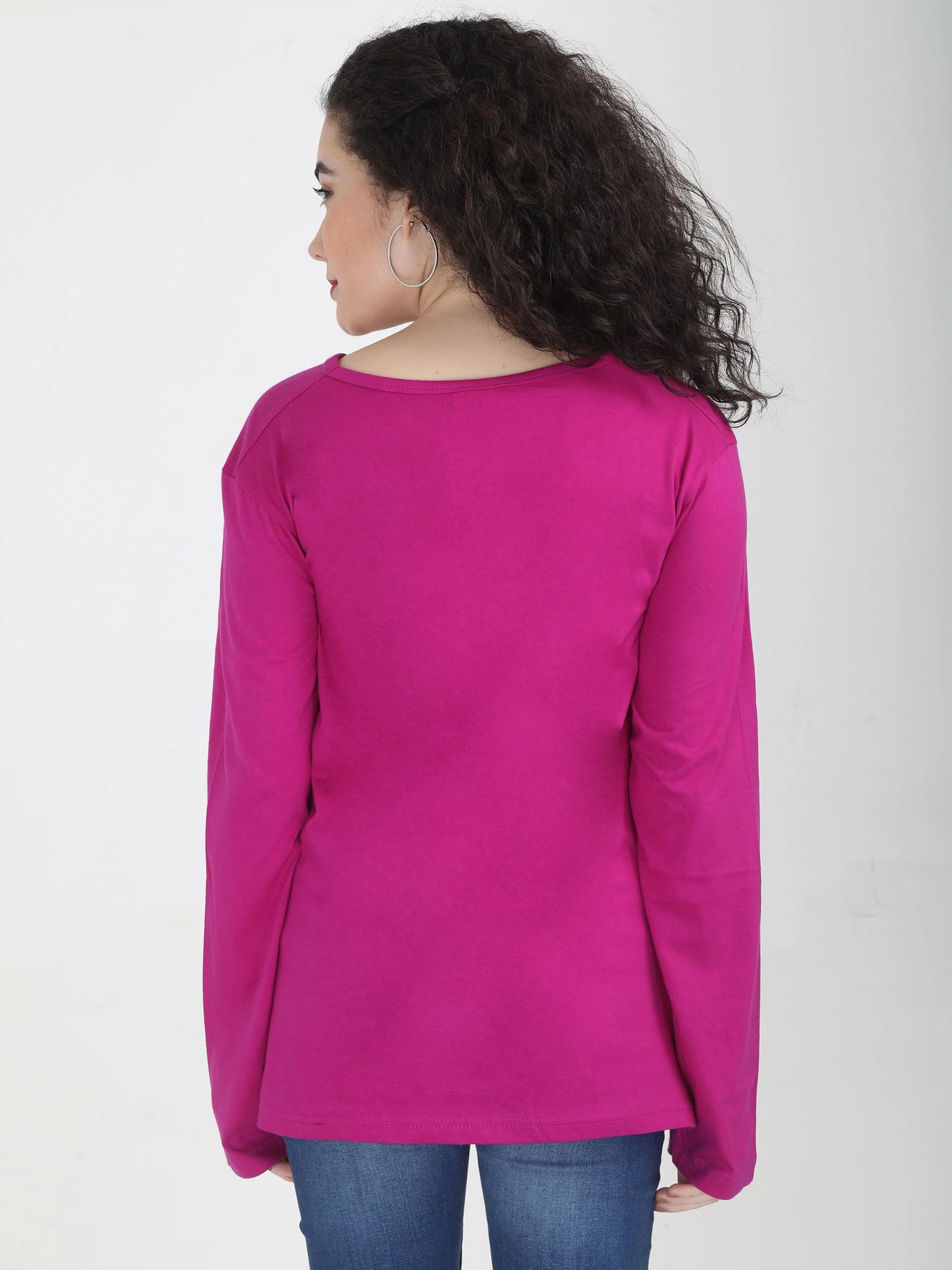 Fleximaa Women's Cotton Plain V Neck Full Sleeve T-Shirt (Pack of 4) - Fleximaa