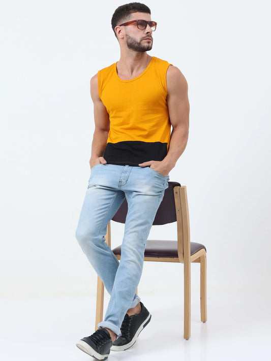 Fleximaa Men's Cotton Color Block Sleeveless T-Shirt - fleximaa-so