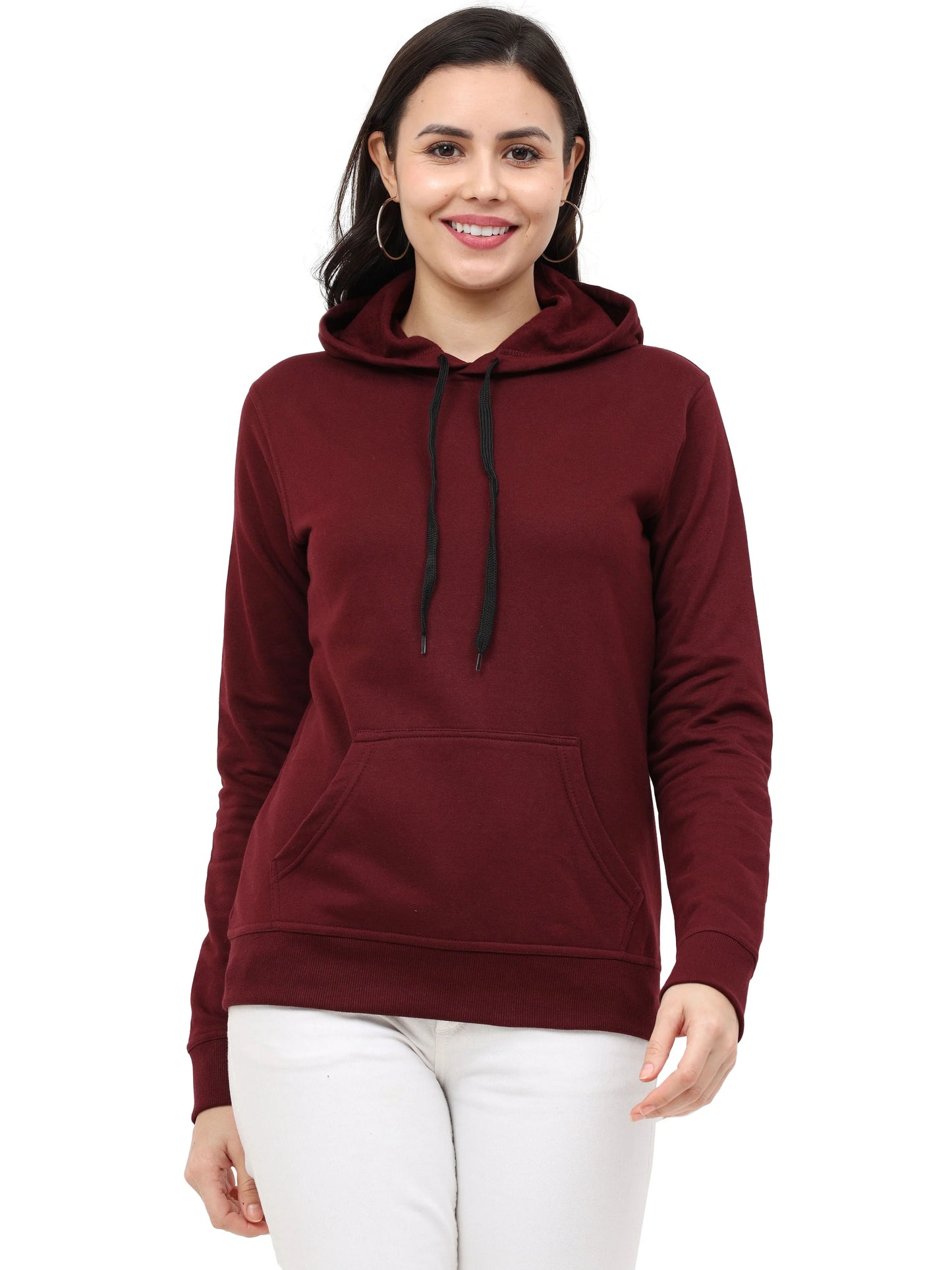 Fleximaa Womens Cotton Plain Sweatshirt Hoodies - fleximaa-so