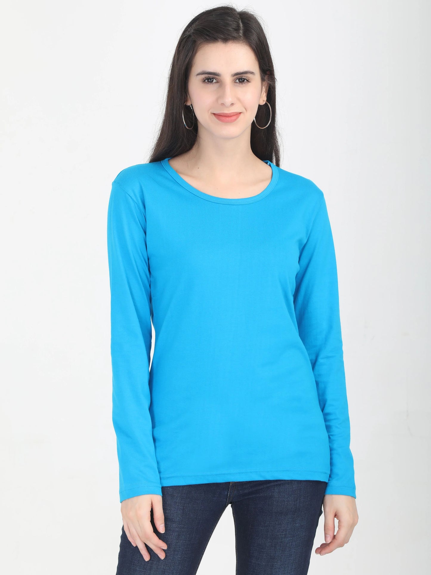 Fleximaa Women's Cotton Plain Round Neck Full Sleeve T-Shirt (Pack of 4) - Fleximaa