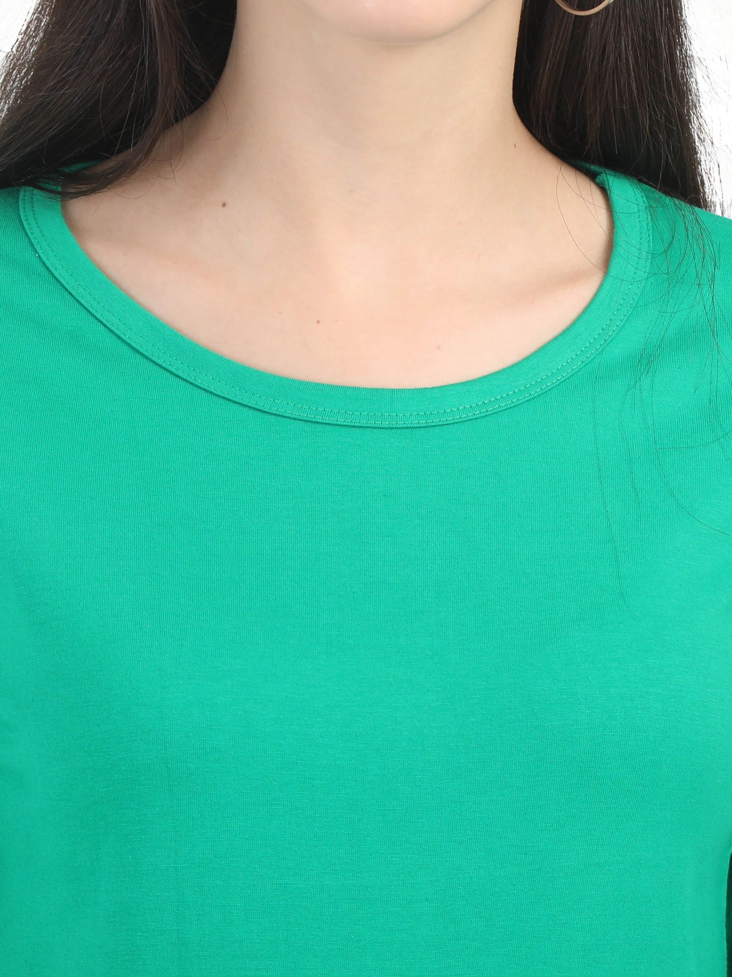 Fleximaa Women's Cotton Plain Round Neck Full Sleeve T-Shirt - fleximaa-so