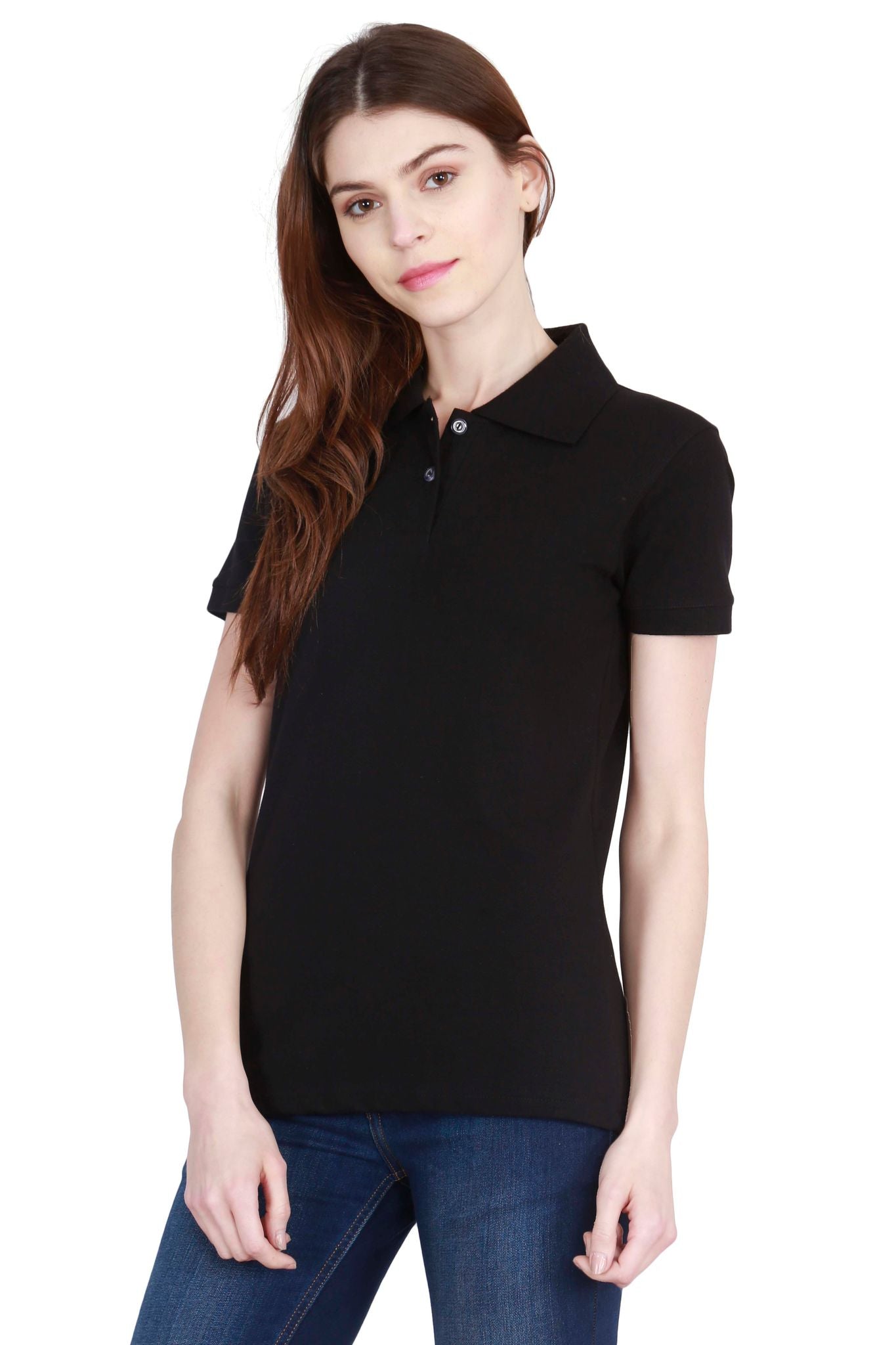 Fleximaa Women's Cotton Plain Polo Neck T-Shirt - fleximaa-so