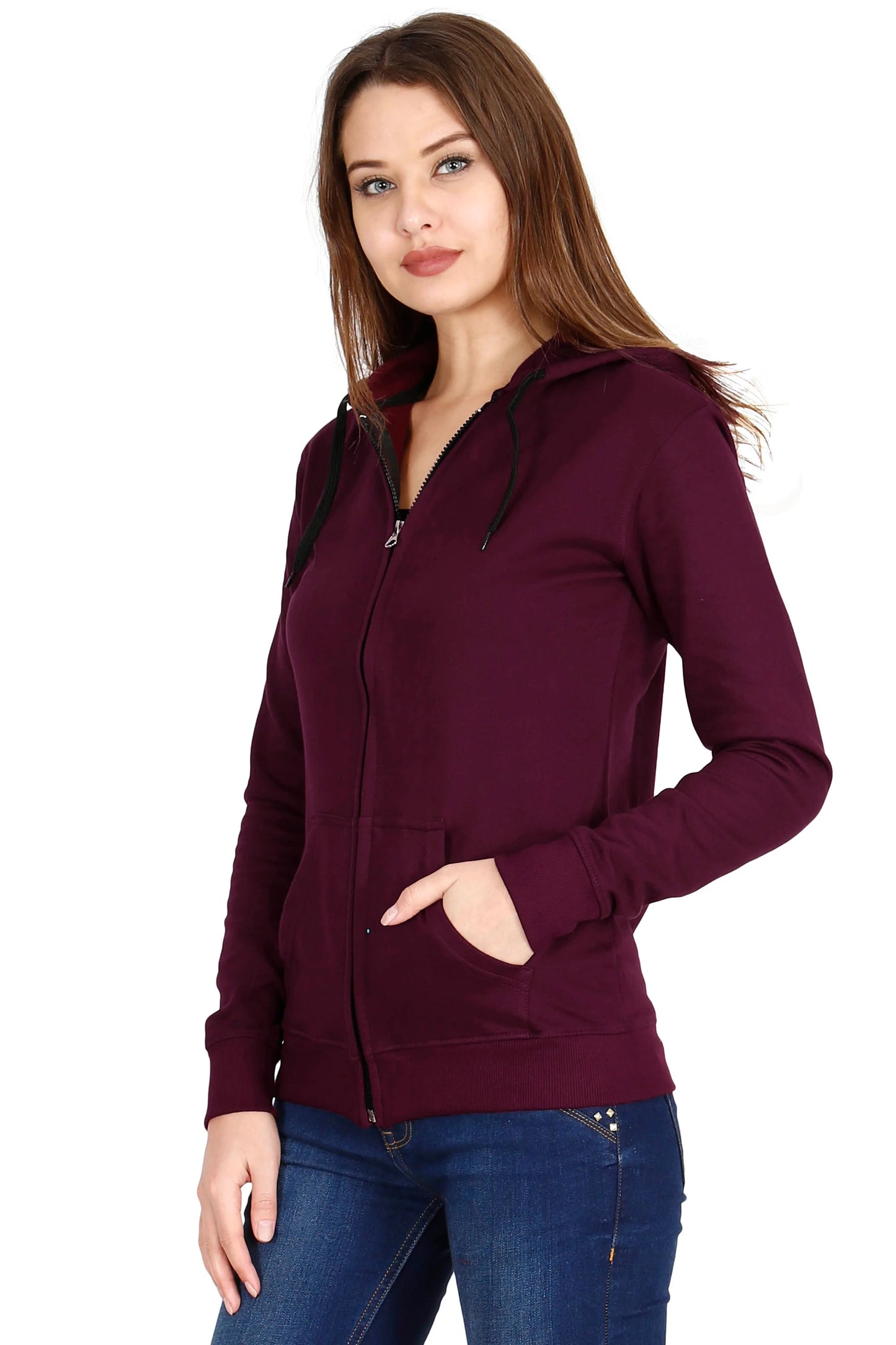 Fleximaa Women's Cotton Plain Full Sleeve Hoodies/Sweatshirt - fleximaa-so