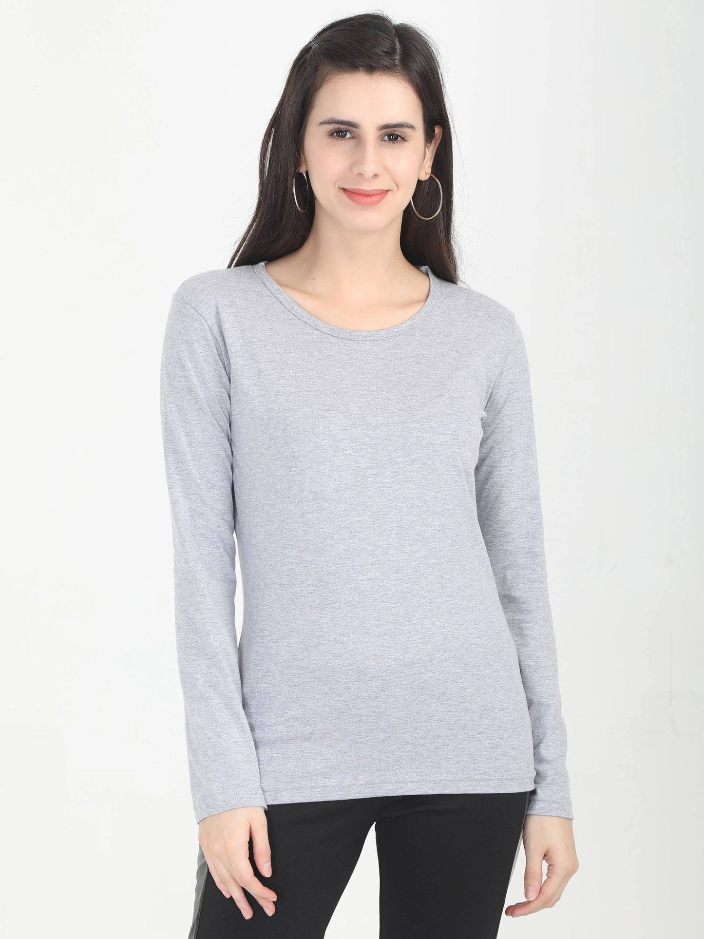 Fleximaa Women's Cotton Plain Round Neck Full Sleeve T-Shirt (Pack of 3) - Fleximaa