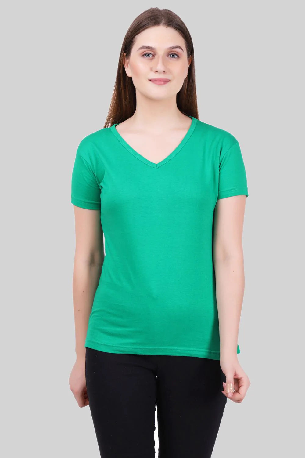 Fleximaa Women's Cotton Plain V Neck Half Sleeve T-Shirt (Pack of 4) - Fleximaa