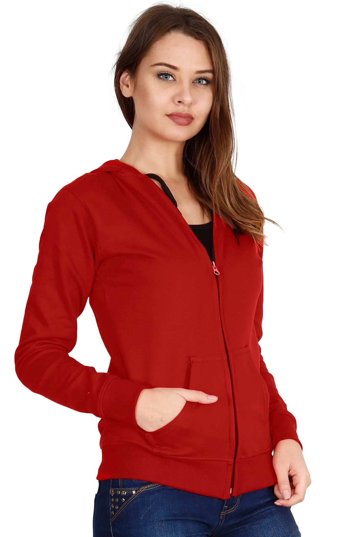 Fleximaa Women's Cotton Plain Full Sleeve Hoodies/Sweatshirt - fleximaa-so