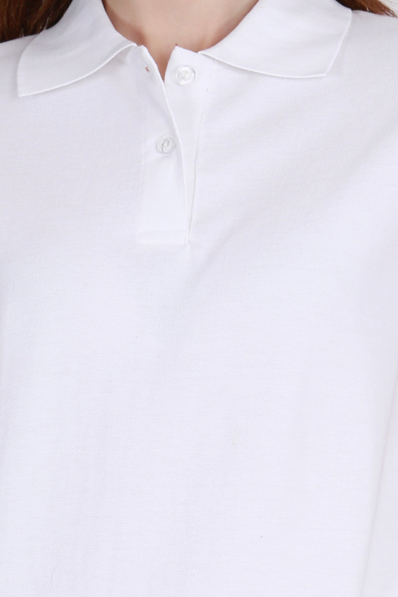 Women's Cotton Plain Polo Neck White Color T-Shirt
