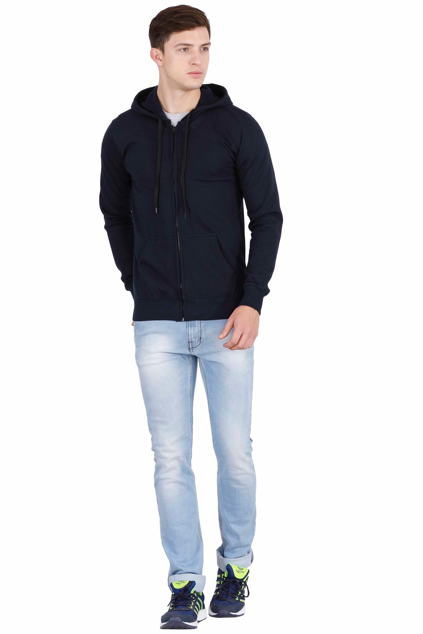 Men's Cotton Plain Full Sleeve Navy Blue Color Sweatshirt/Hoodies