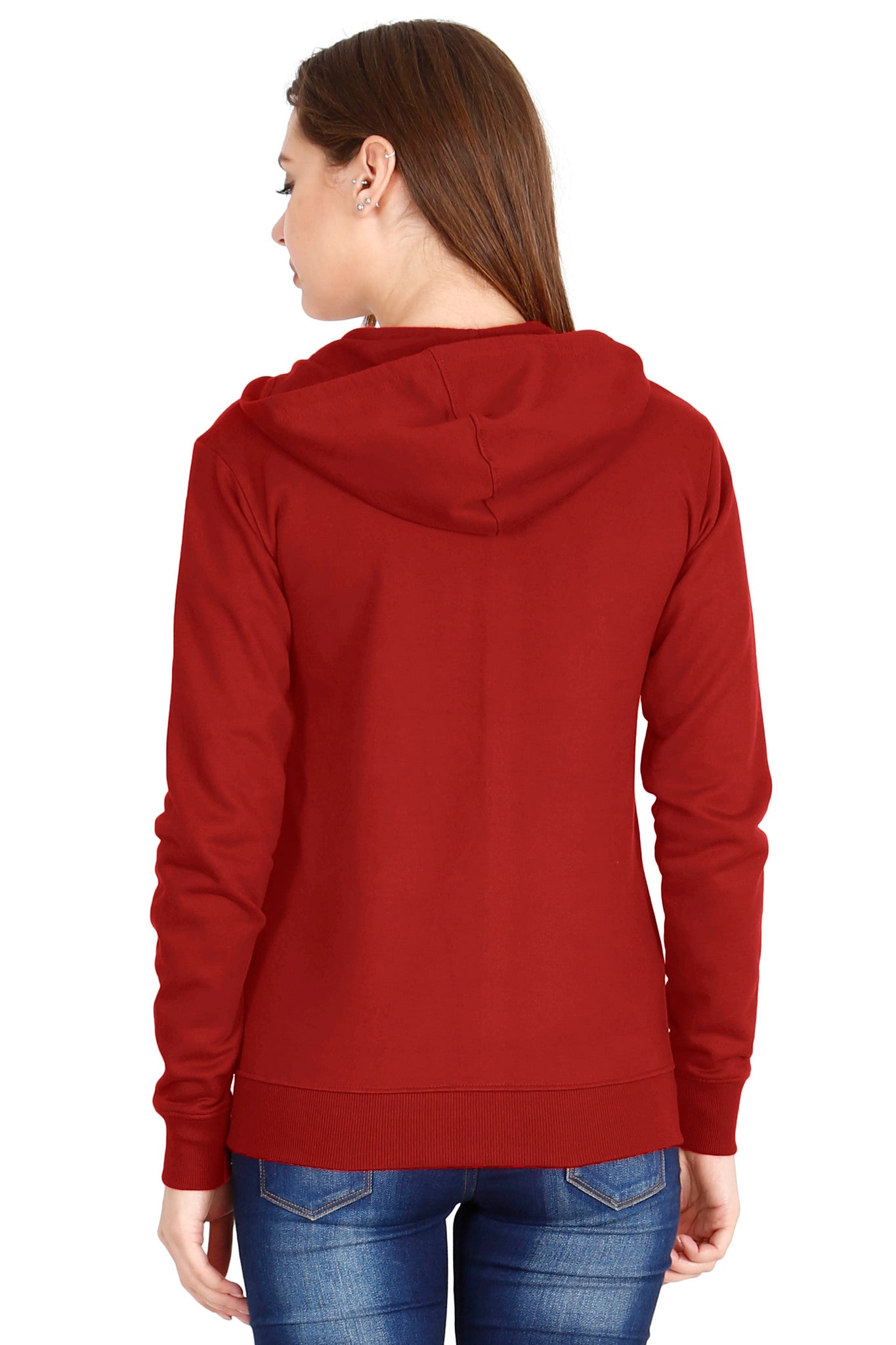 Women's Cotton Plain Full Sleeve Red Color Hoodies/Sweatshirt