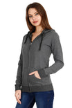 Women's Cotton Plain Full Sleeve Charcoal Melange Color Hoodies/Sweatshirt