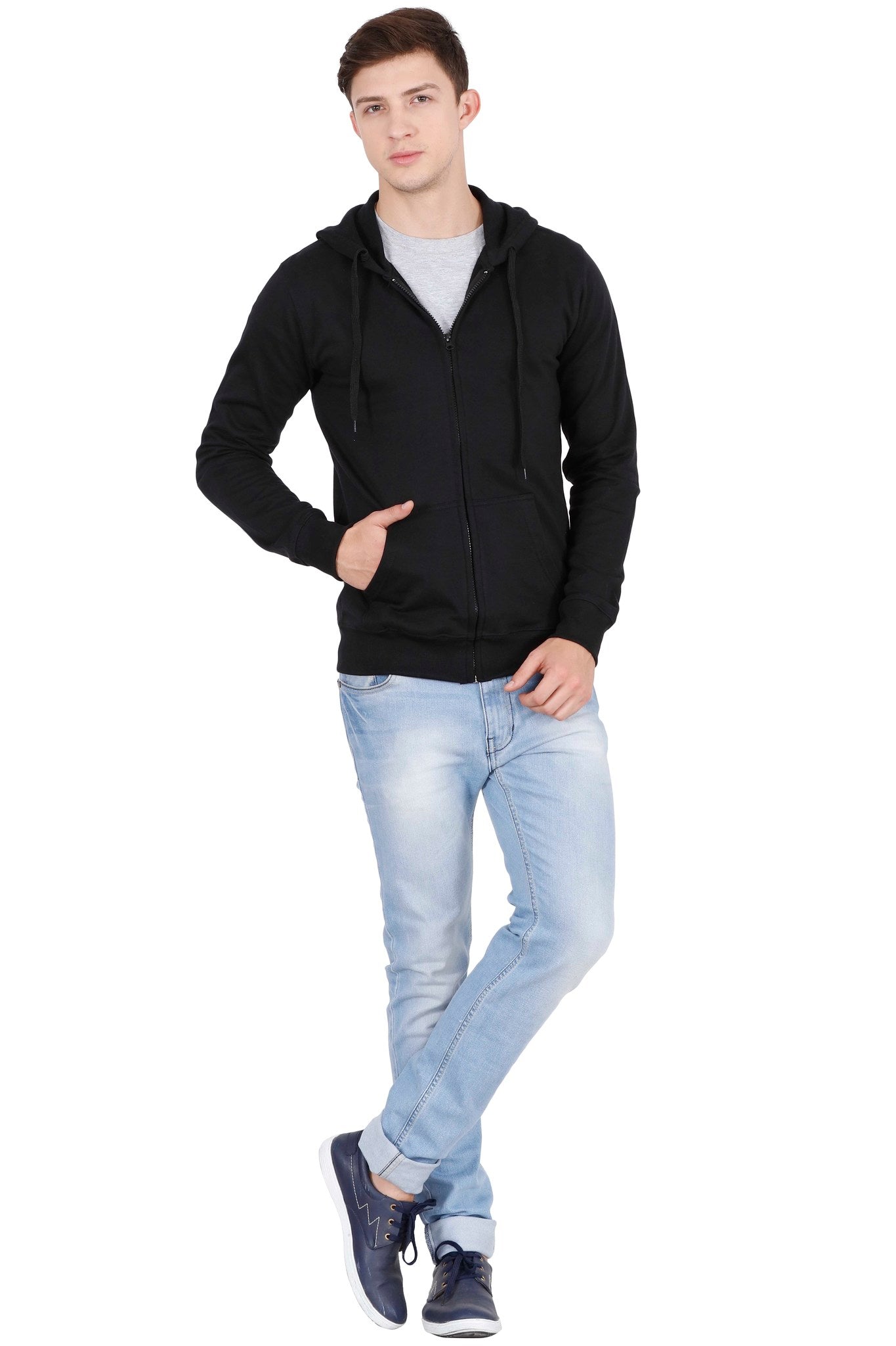 Men's Cotton Plain Full Sleeve Black Color Sweatshirt/Hoodies