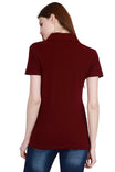 Women's Cotton Plain Polo Neck Maroon Color T-Shirt