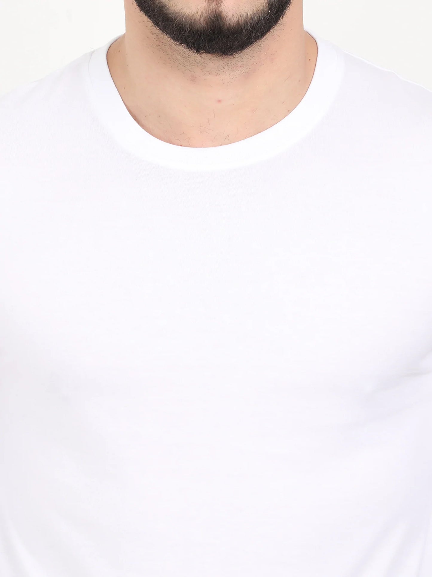 Men's Cotton Plain Round Neck Full Sleeve White Color T-Shirt