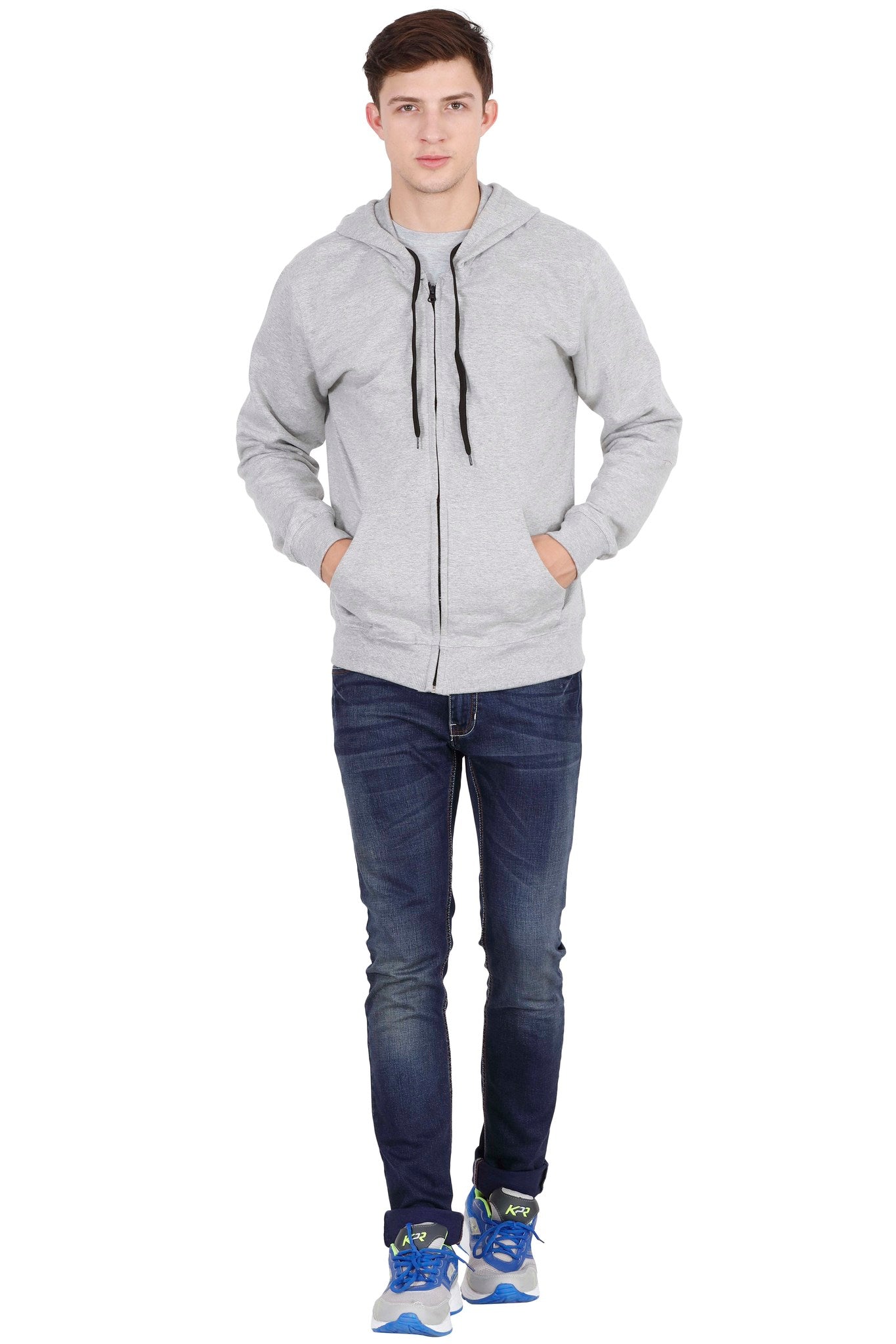Men's Cotton Plain Full Sleeve Grey Melange Color Sweatshirt/Hoodies