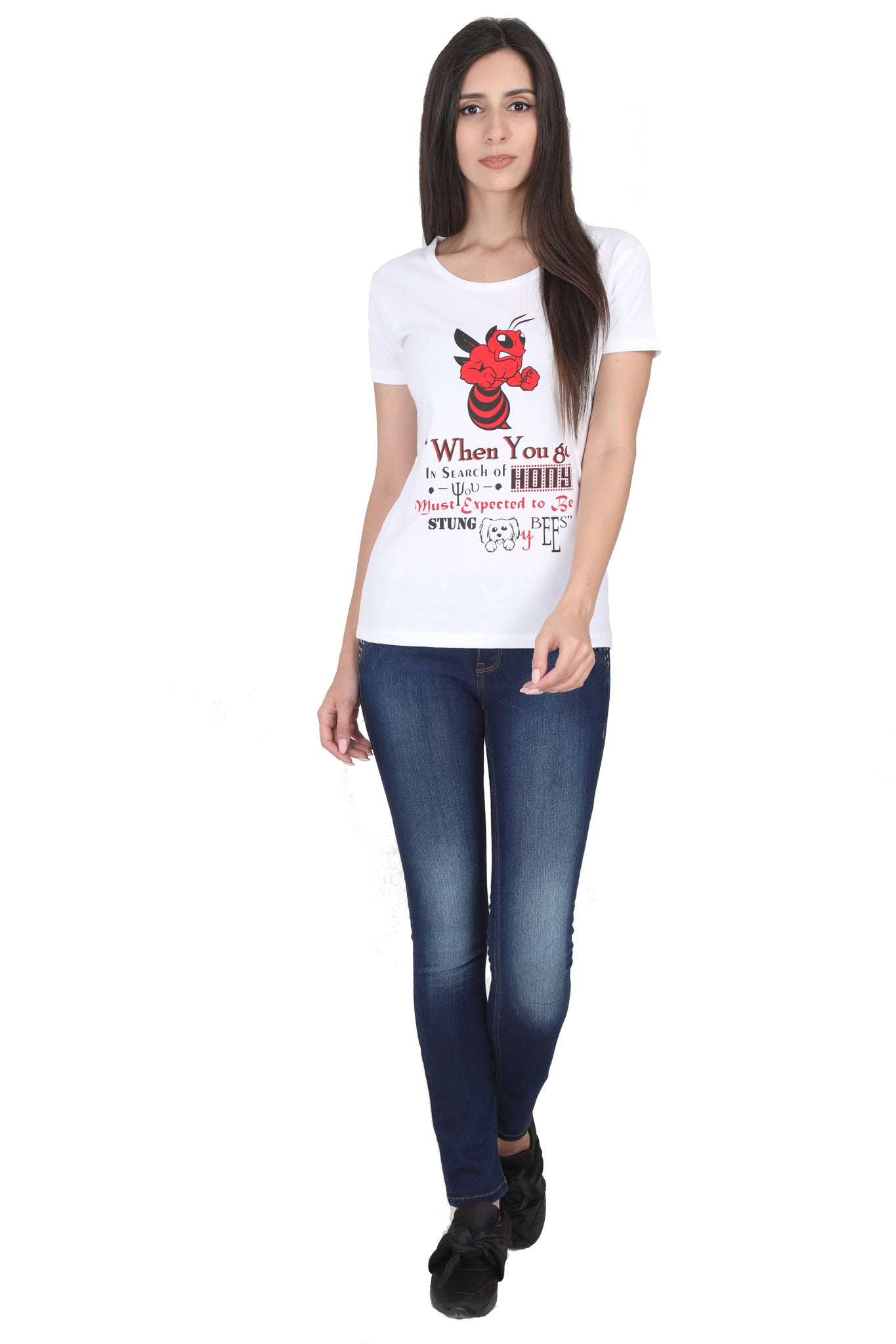 Women's Cotton Round Neck Printed Half Sleeve T-Shirt