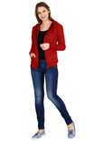 Women's Cotton Plain Full Sleeve Red Color Hoodies/Sweatshirt