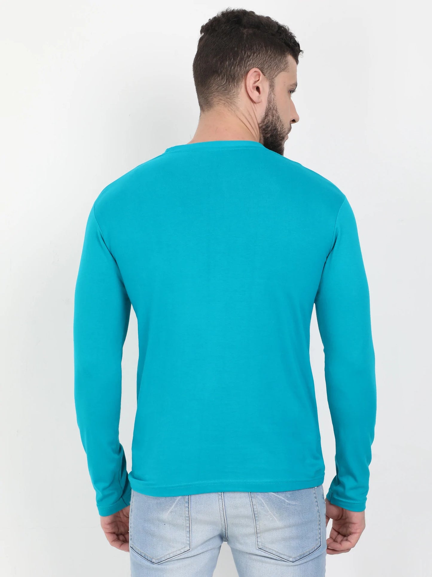 Men's Cotton Plain Round Neck Full Sleeve Reliance Green Color T-Shirt
