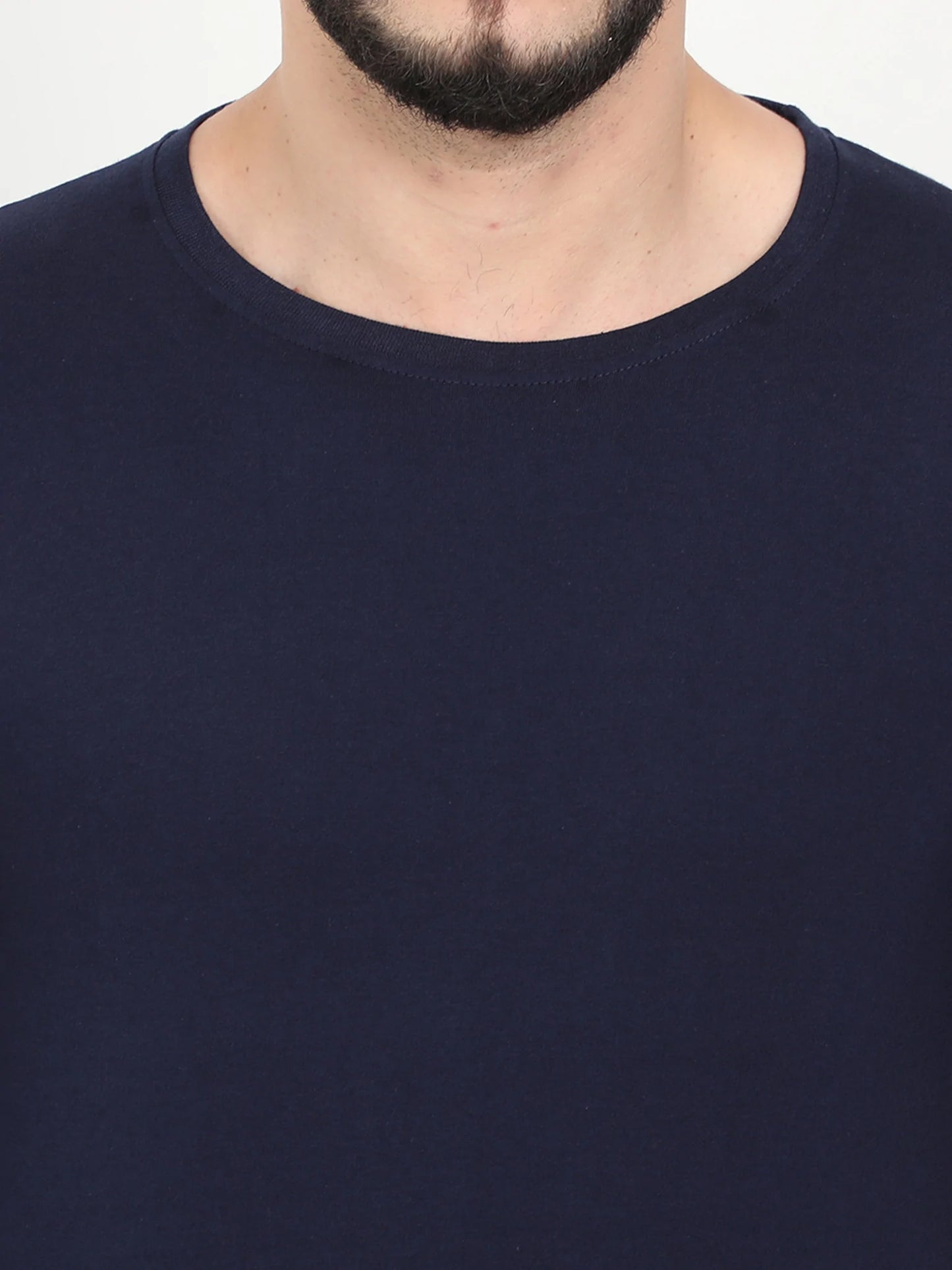 Men's Cotton Plain Round Neck Full Sleeve Navy Blue Color T-Shirt