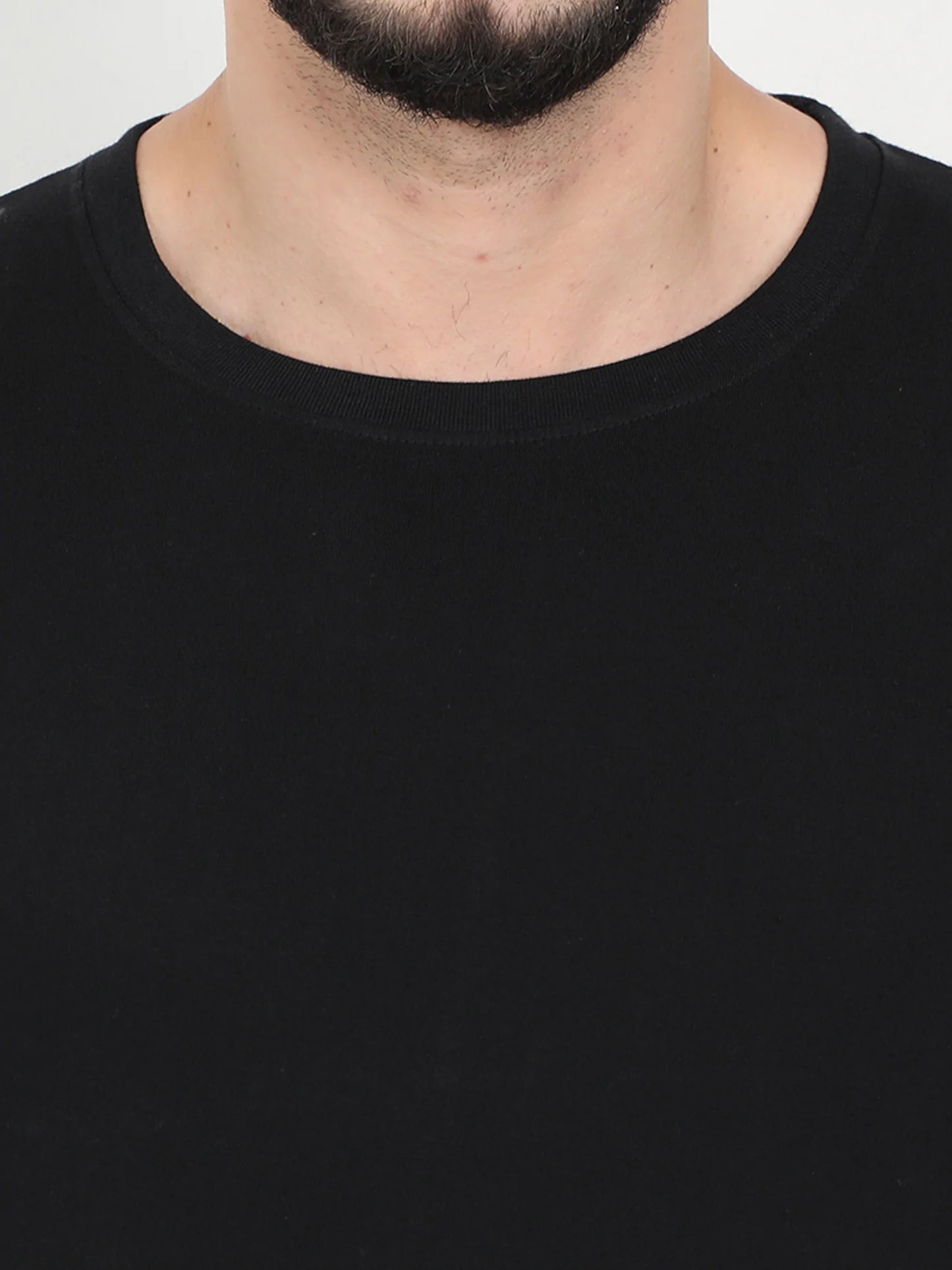 Men's Cotton Plain Round Neck Full Sleeve Black Color T-Shirt