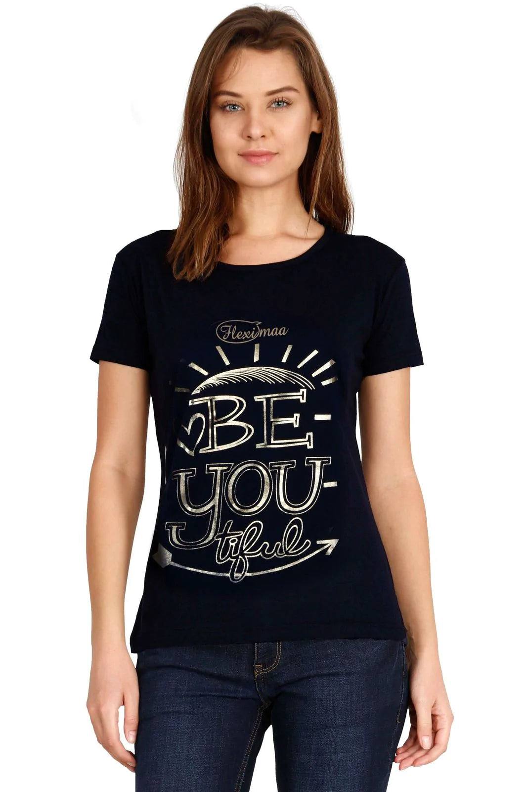 Fleximaa Women's Cotton Printed Round Neck Half Sleeve T-Shirt (Pack of 2) - Fleximaa