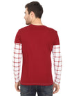 Men's Cotton Color Block Round Neck Full Sleeve Maroonwhite T-Shirt - Fleximaa