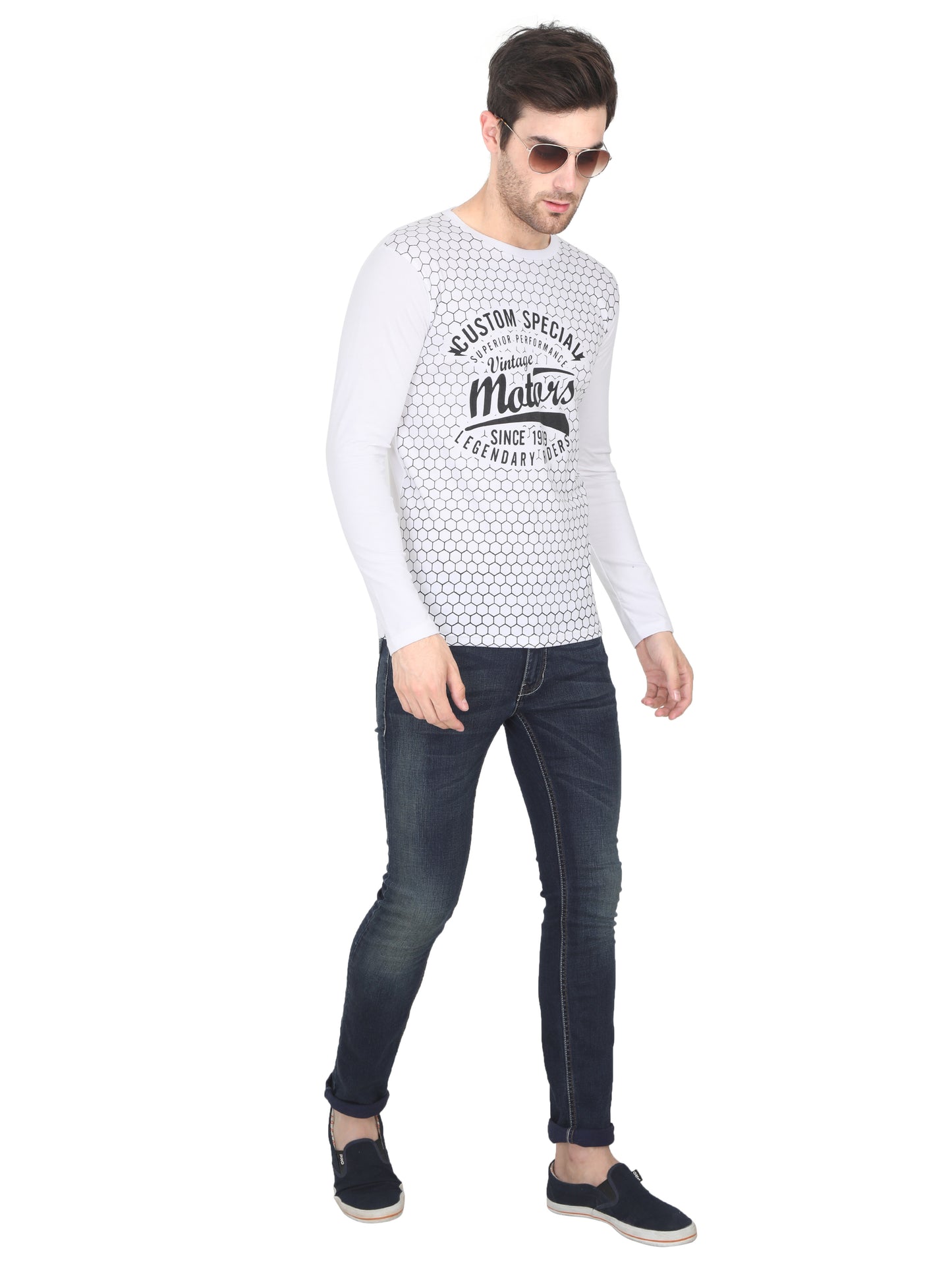 Men's Cotton Round Neck Full Sleeve All Over Printed T-Shirt