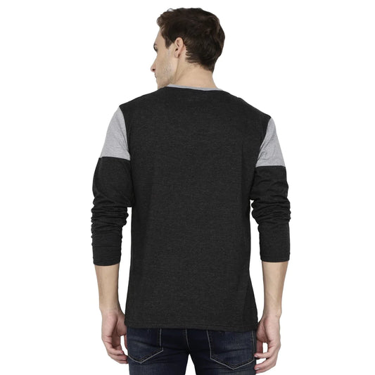 Fleximaa Men's Cotton Color Block Round Neck Full Sleeve T-Shirt - fleximaa-so