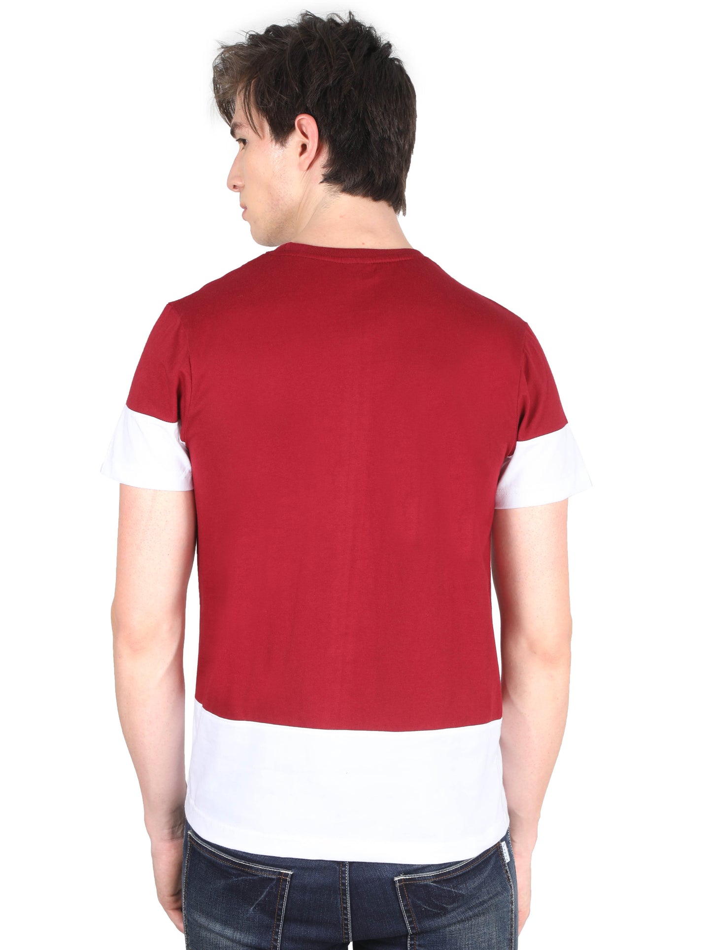 Men's Cotton Round Neck Color Block Half Sleeve T-Shirt