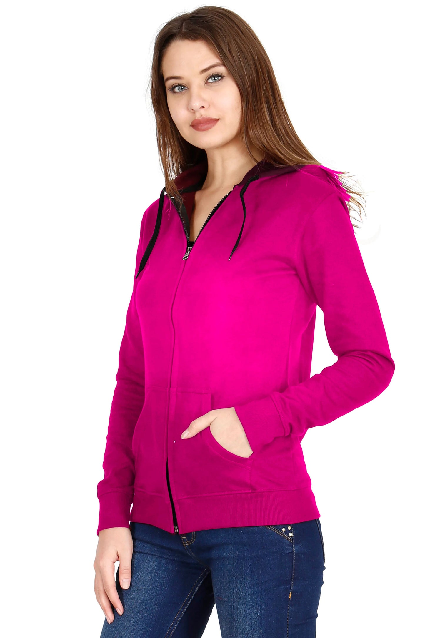 Fleximaa Women's Cotton Plain Full Sleeve Hoodies/Sweatshirt - fleximaa-so