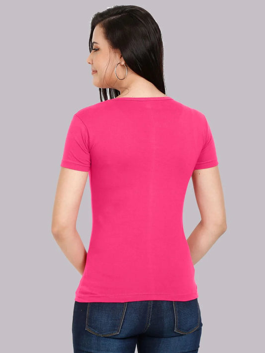 Fleximaa Women's Cotton Plain Round Neck Half Sleeve T-Shirt-2 - fleximaa-so
