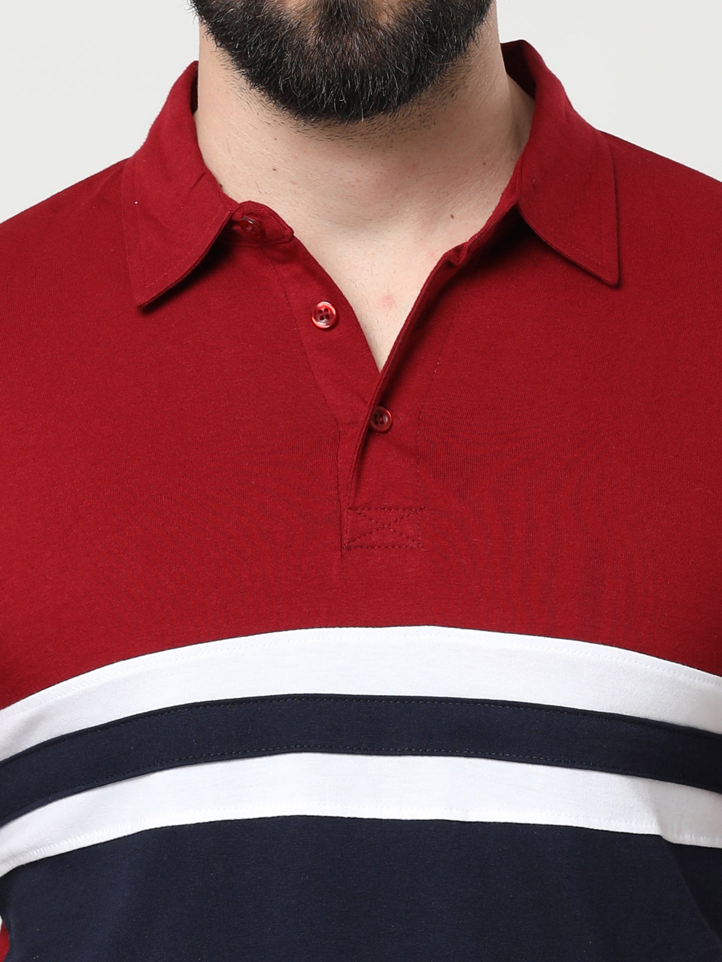 Men's Cotton Color Block Polo Neck Half Sleeve T-Shirt