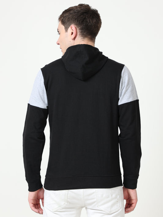 Men's Cotton Color Block Sweatshirt Greyblack Color Hoodies