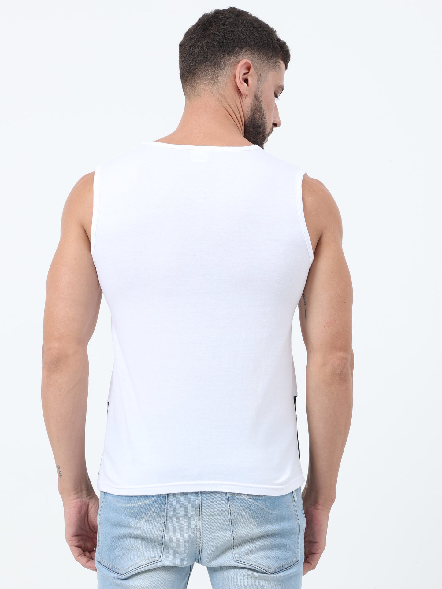 Men's Cotton Color Block Sleeveless T-Shirt