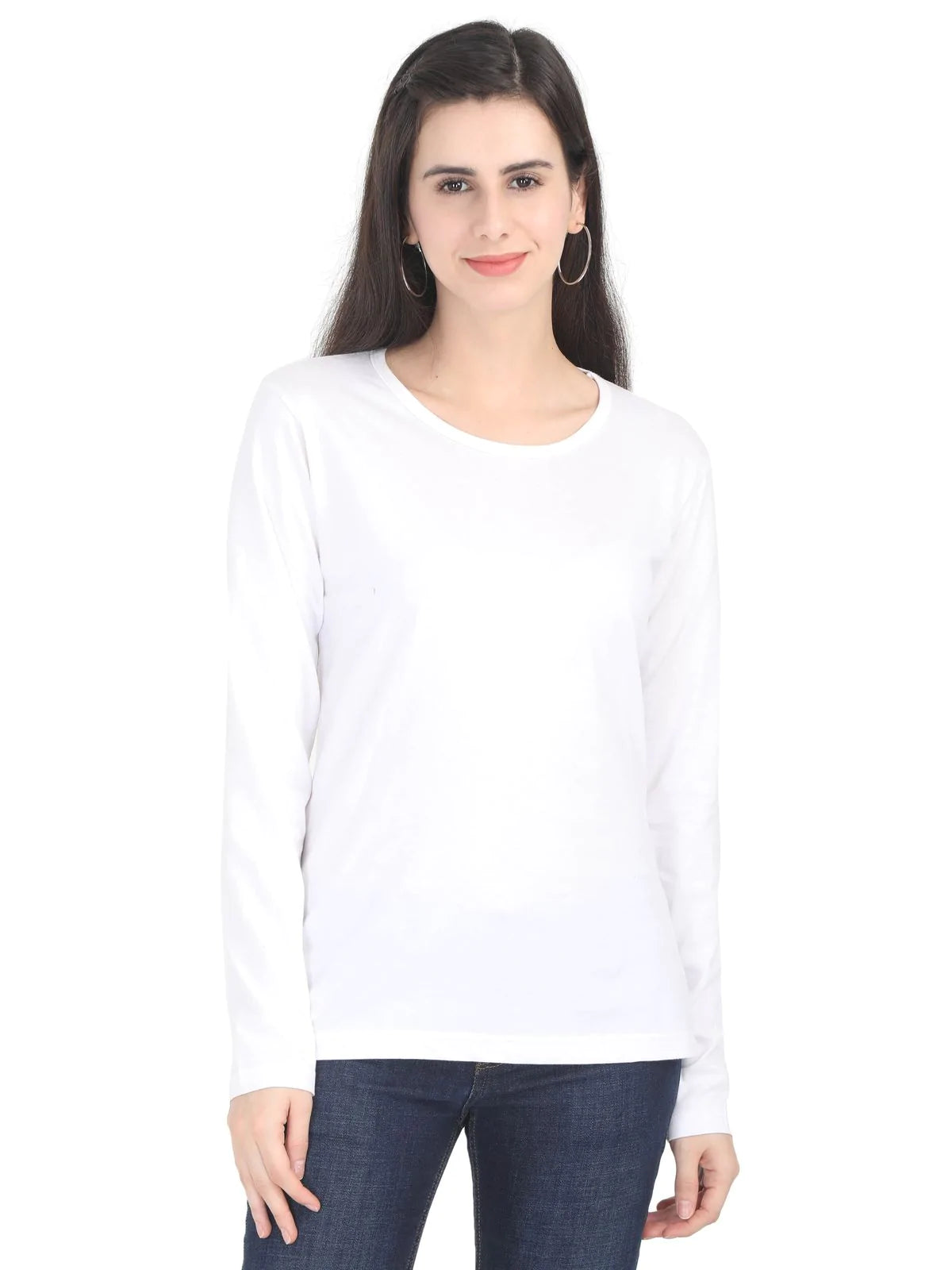 Fleximaa Women's Cotton Plain Round Neck Full Sleeve T-Shirt-2 - fleximaa-so