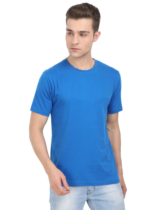 Men's Cotton Plain Round Neck Half Sleeve Royal Blue Color T-Shirt