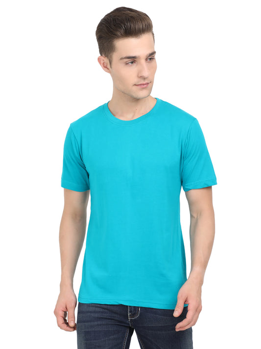 Men's Cotton Plain Round Neck Half Sleeve Shade Green Color T-Shirt