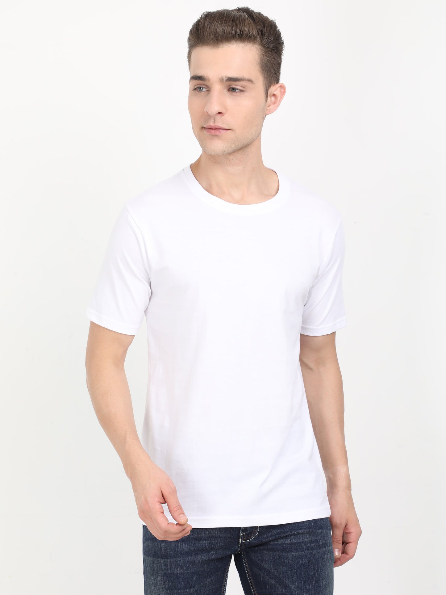 Men's Cotton Plain Round Neck Half Sleeve T-Shirt