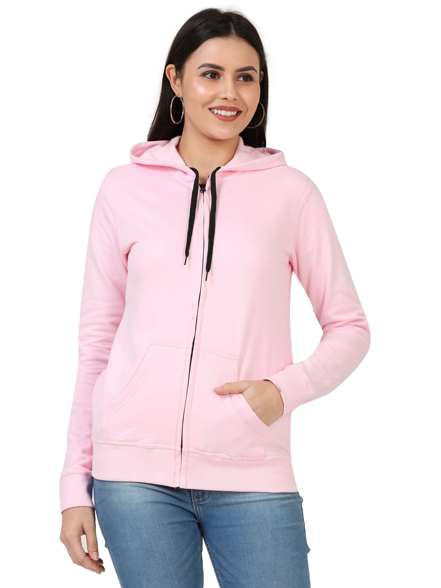 Fleximaa Women's Cotton Plain Full Sleeve Hoodies/Sweatshirt - fleximaa-so