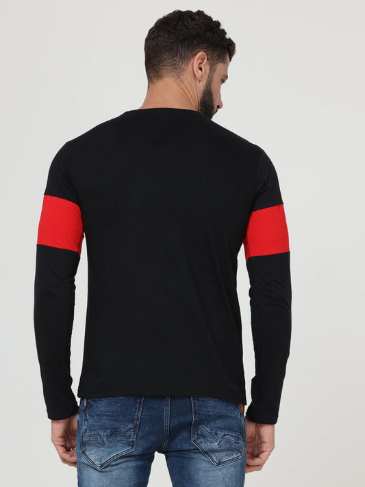Fleximaa Men's Cotton Round Neck Color Block Full Sleeve T-Shirt - fleximaa-so