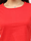 Women's Cotton Plain Round Neck Red Color Crop Top