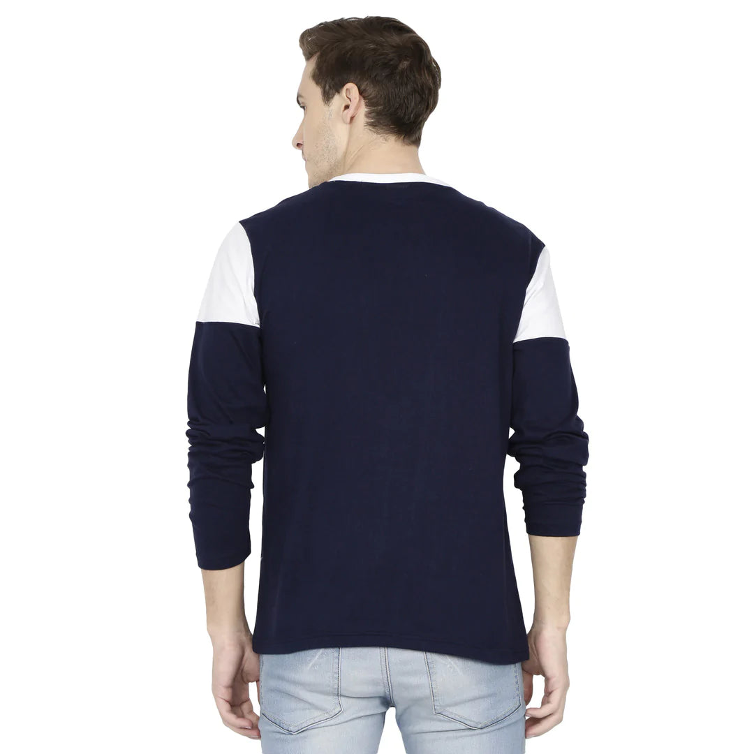 Fleximaa Men's Cotton Color Block Round Neck Full Sleeve T-Shirt - fleximaa-so