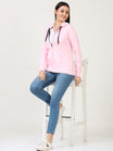 Women's Cotton Plain Full Sleeve Light Pink Color Hoodies/Sweatshirt