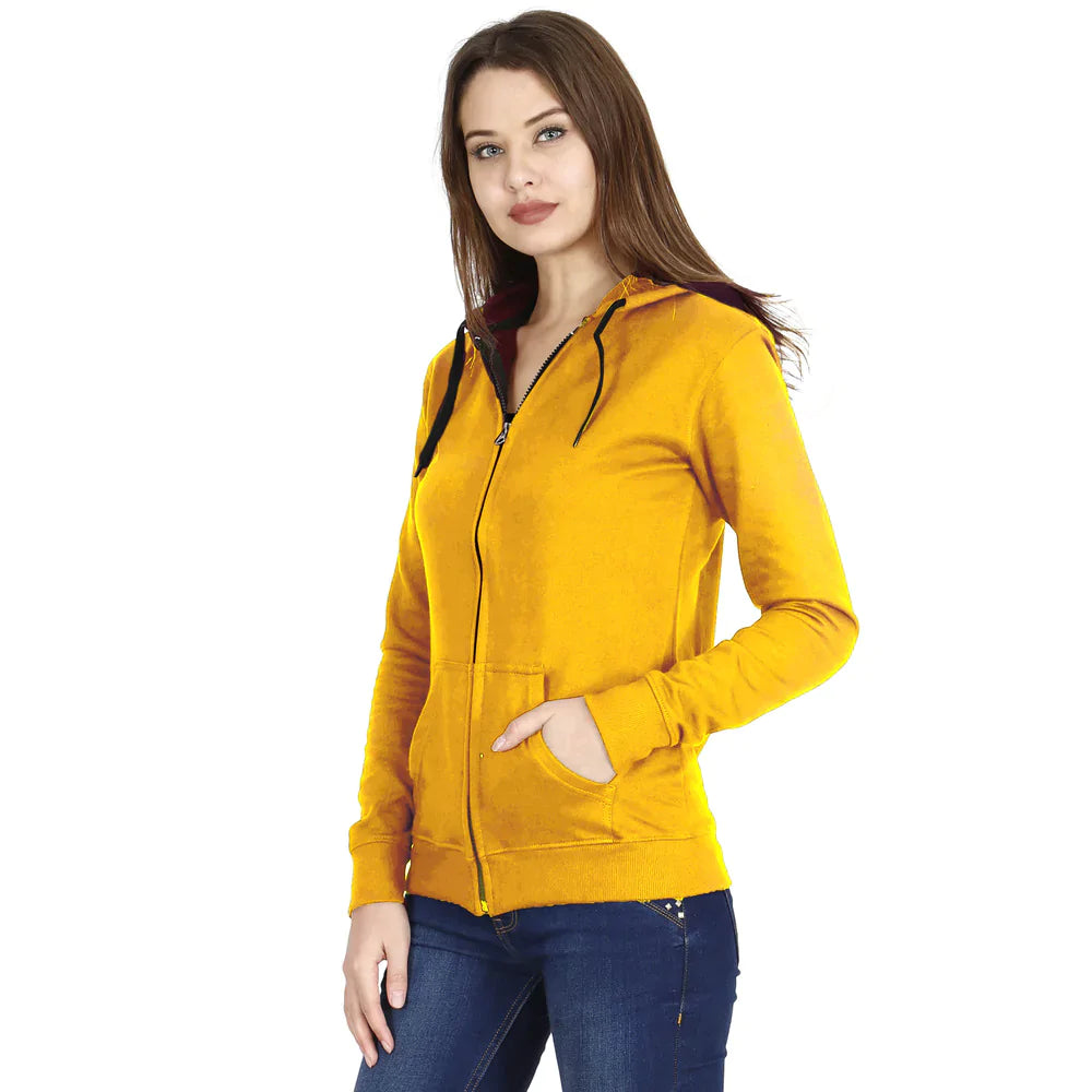 FLEXIMAA Women's Cotton Plain Full Sleeves Hoodies - fleximaa-so